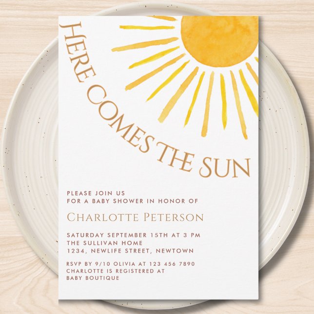 Invitation Here Comes The Sun Baby Shower (Créateur téléchargé)