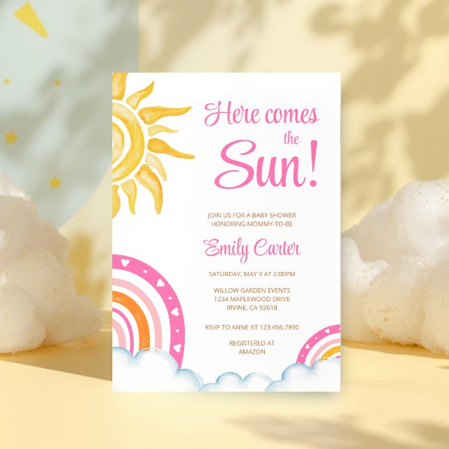 Invitation Here Comes the Sun Boho Rainbow Baby Shower (Créateur téléchargé)