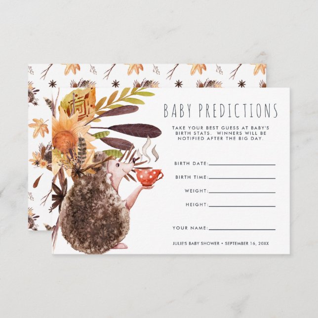 Invitation Hérisson de Woodland | Jeu de devination de Baby s (Devant / Derrière)