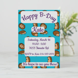 Invitation Hérisson Joyeux anniversaire