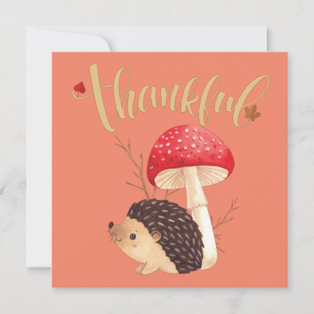 Invitation Hérisson Mignon Kawaii de Thanksgiving   (Devant)