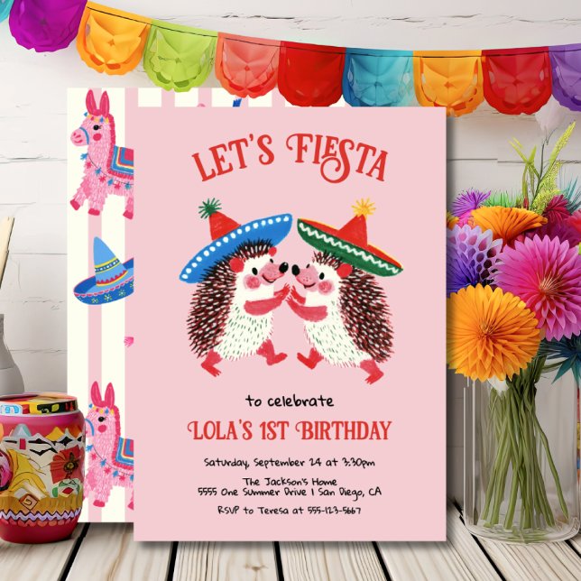 Invitation Hérissons de fête d'anniversaire de Fiesta mexicai (Créateur téléchargé)