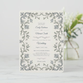 Invitation Heritage | Edwardian Blue Flora Scroll Wedding