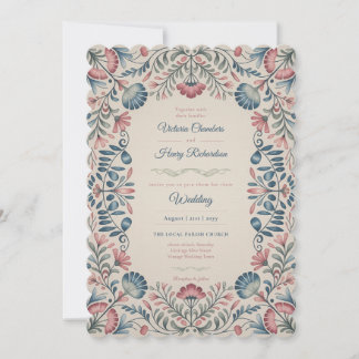Invitation Heritage | Folk Art Blush and Blue Floral Wedding