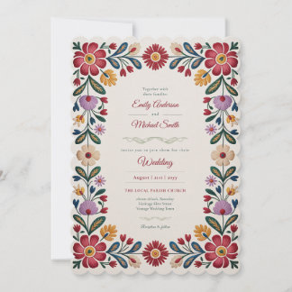 Invitation Heritage | Folk Art Red Floral Vintage Wedding