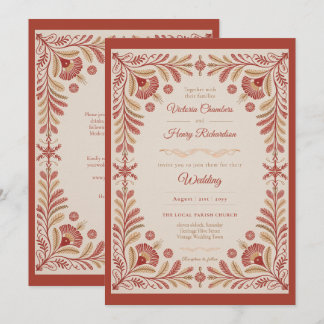 Invitation Heritage | Folk Art Terracotta Gold Floral Wedding