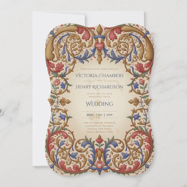 Invitation Héritage | Mariage Baroque Renaissance Orné (Devant)