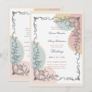 Invitation Héritage Mariage Botanique Pastel du Milieu du S