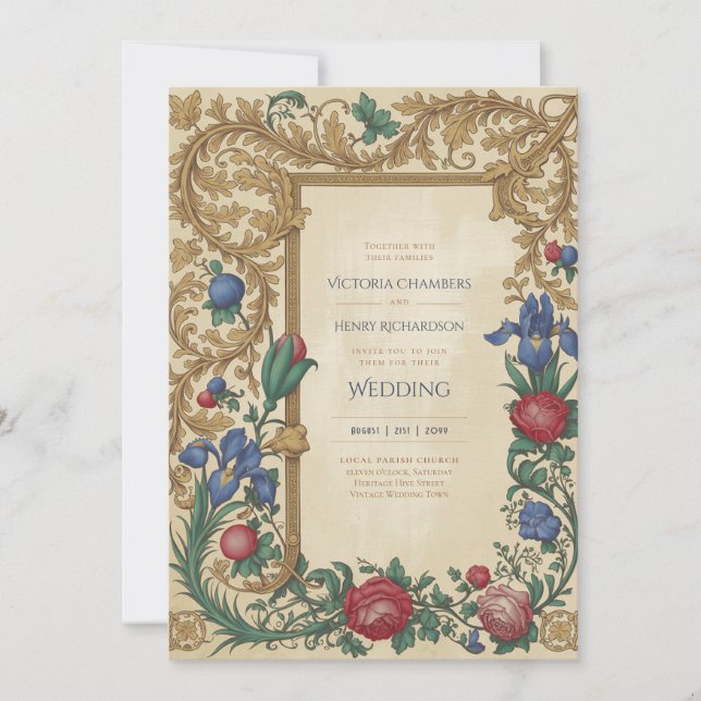 Invitation Héritage | Médiéval Renaissance Bijou Mariage (Devant)