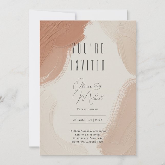 Invitation Heritage Terracotta Blush Abstract Brushstroke (Devant)