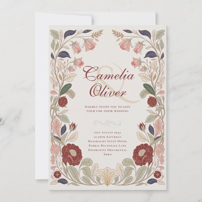 Invitation Heritage William Morris Inspired Wedding Botanical (Devant)