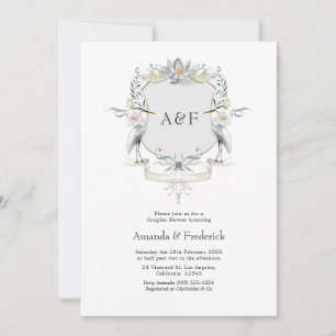 Invitation Heron Crest Élégant Lac Mariage Couple Shower