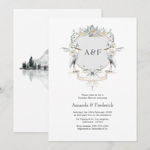 Invitation Heron Crest Élégant Lac Mariage Couple Shower