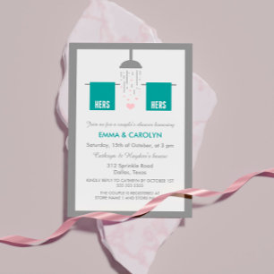 Invitation Hers et Hers   Douche de Lesbian Couple