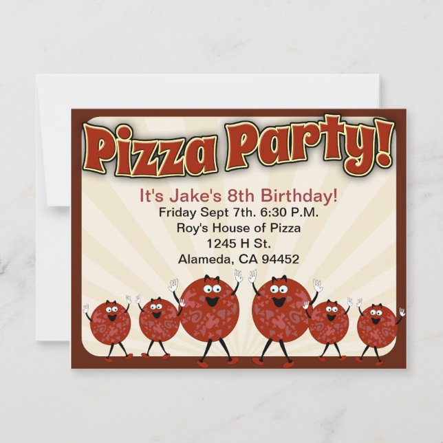 Invitation Heure de la fête de Pizza (Devant)