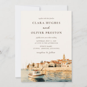 Invitation Heure dorée île adriatique port mariage côtier