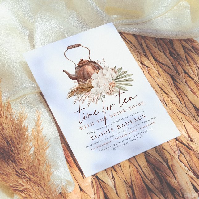 Invitation Heure Pour Tea Boho Floral Terracotta Fête des mar (Créateur téléchargé)