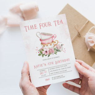 Invitation Heure Quatre Tea Teacups Thème Anniversaire Invita