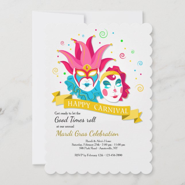 Invitation heureuse de carnaval (Devant)