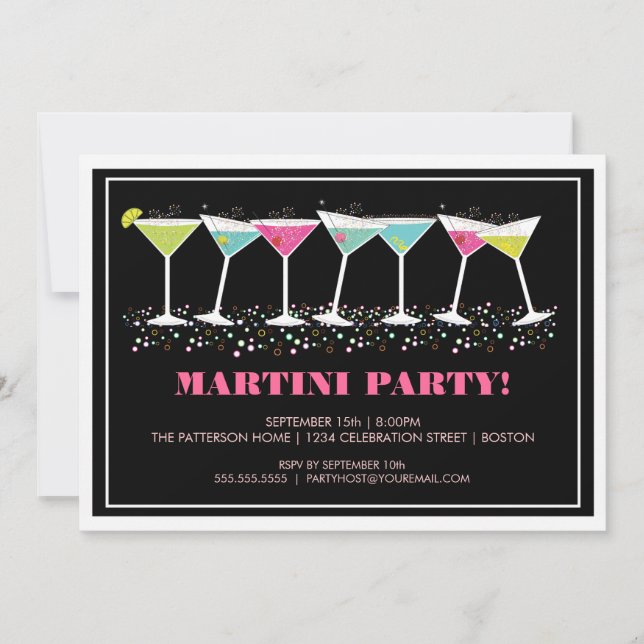 Invitation heureuse de partie de Martini de (Devant)