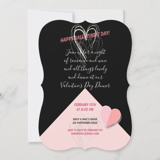 Invitation Heureuse Sainte-Valentin Lovely Elegant (Devant)
