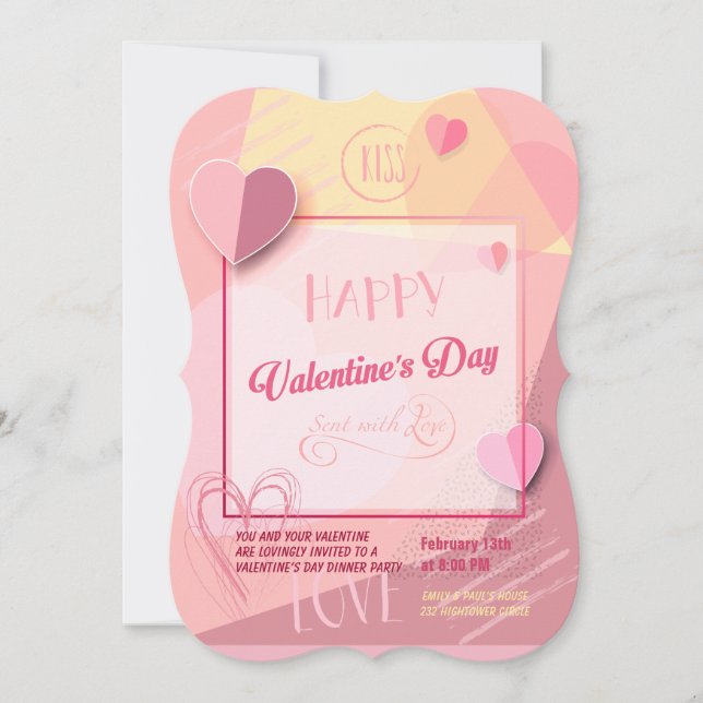 Invitation Heureuse Sainte-Valentin Lovely Elegant (Devant)