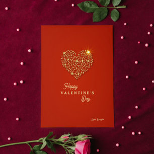 Invitation Heureuse Sainte-Valentin Red Gold Heart