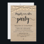 Invitation Heureusement Après La Fête, Les Feux De Chaîne Réc<br><div class="desc">Belle Happily Ever After party,  Mariage Elopement Faire-part / Carte d'invitation,  en Bois rustique de ferme,  String Lights design. C'est parfait pour votre réception de mariage et fête post-mariage.</div>