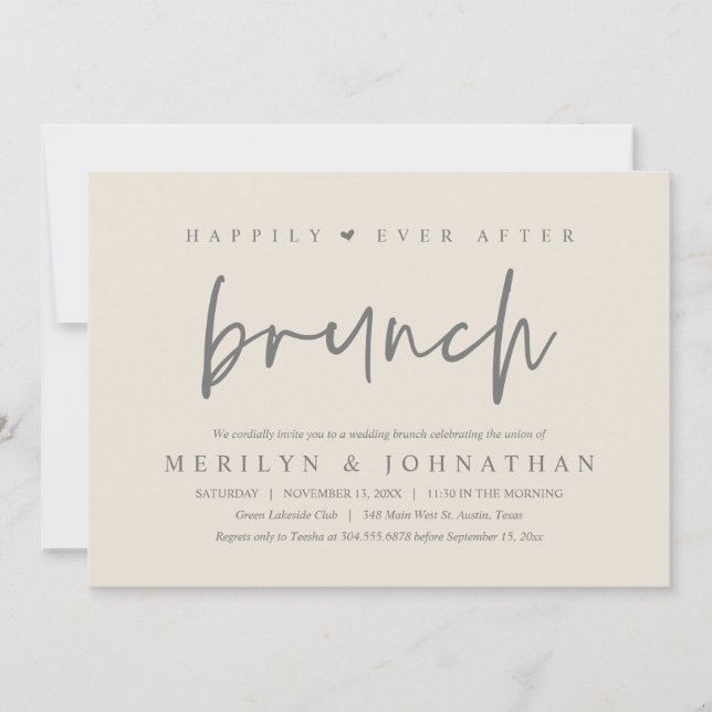 Invitation Heureusement Jamais Après Brunch Soirée de Mariage (Devant)