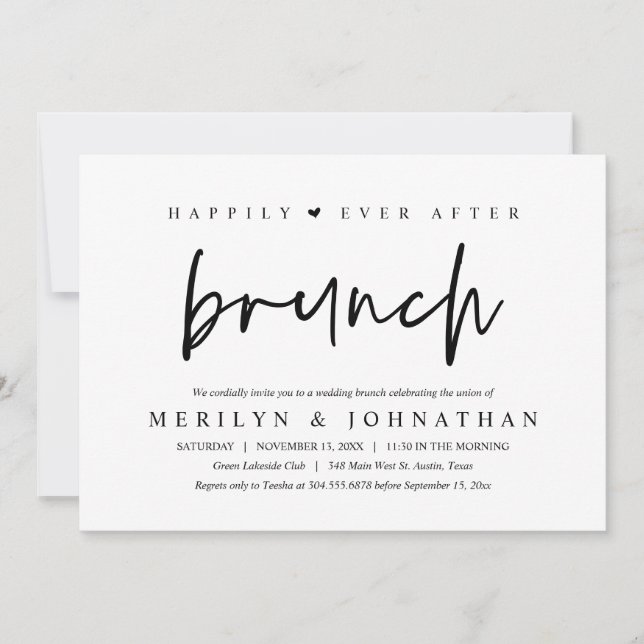 Invitation Heureusement Jamais Après Brunch Soirée de Mariage (Devant)