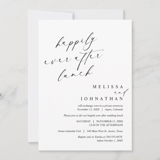 Invitation Heureusement Jamais Après La Fête Du Déjeuner Mari (Devant)