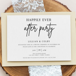 Invitation Heureusement Jamais après la réception de mariage