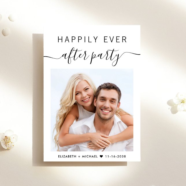 Invitation Heureusement Jamais Après La Réception De Mariage  (A chic Happily Ever After Party Invitation to set the tone for an unforgettable event)