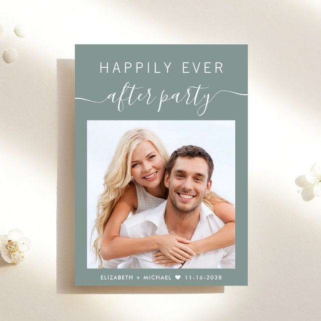 Invitation Heureusement Jamais Après La Réception De Mariage  (A chic Happily Ever After Party Invitation to set the tone for an unforgettable event)