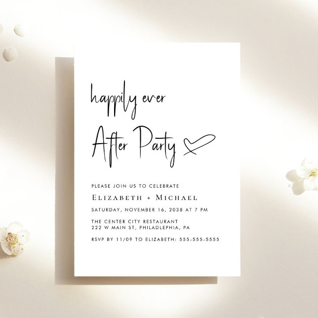 Invitation Heureusement Jamais Après La Réception De Mariage  (An chic Happily Ever After Party invitation for your wedding celebration)