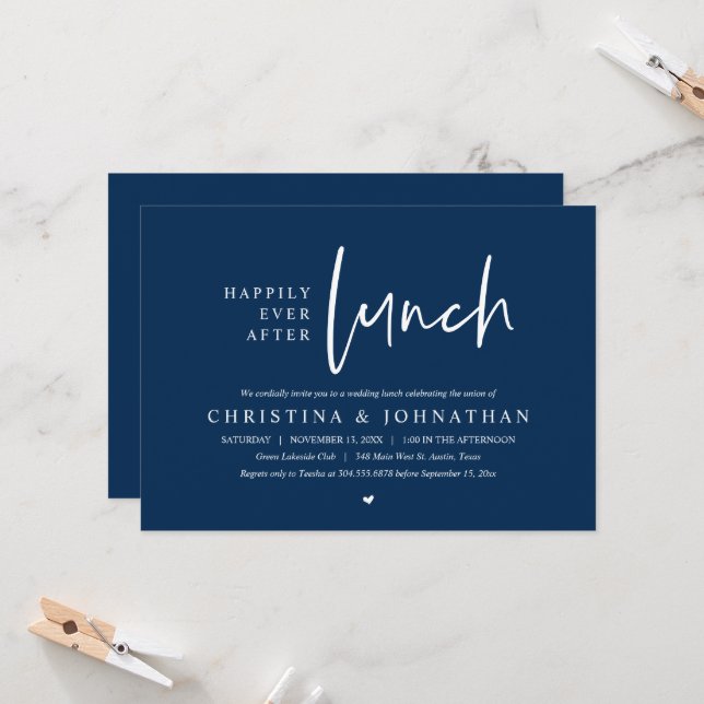 Invitation Heureusement Jamais Après Le Déjeuner Fête De Mari (Devant/Arrière en situation)