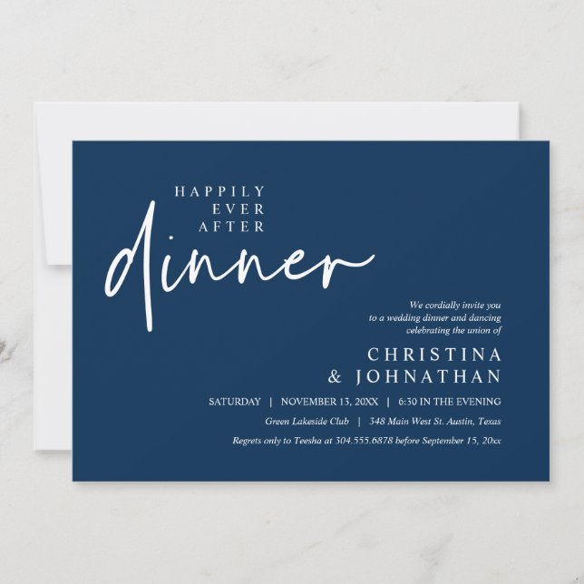 Invitation Heureusement Jamais Après Le Dîner Fête De Mariage (Devant)