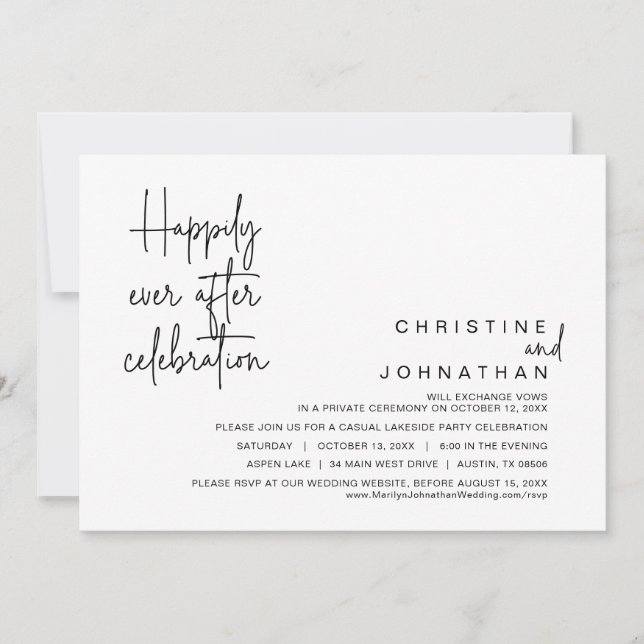 Invitation Heureusement Jamais Après, Mariage Elopement Céléb (Devant)