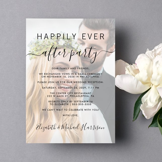 Invitation Heureusement Jamais Après Photo Overlay Mariage Ré (An chic Happily Ever After Party Invitation to set the tone for an unforgettable event)