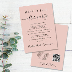 Invitation Heureusement Jamais Après QR Code Blush Mariage Ré