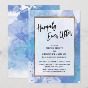 Invitation Heureux À Jamais avec Éclaboussure Bleue Abstraite