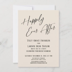 Invitation Heureux À Tout Jamais Crème Élégante Mariage Party