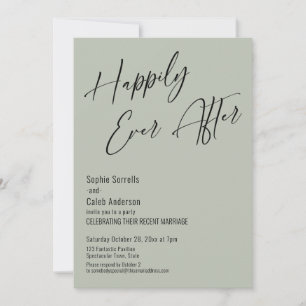 Invitation Heureux à tout jamais Élégant Moderne Vert Sauge