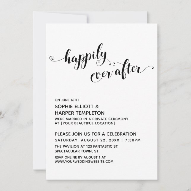 Invitation Heureux à tout jamais Réception de scénario de coe (Devant)