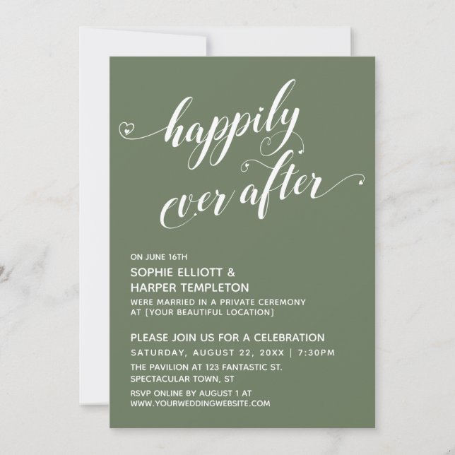 Invitation Heureux à tout jamais Scénario Coeurs Réception d' (Devant)