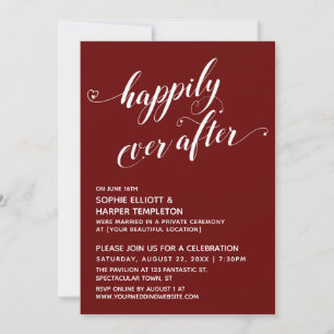 Invitation Heureux à tout jamais Script Réception Burgundy He