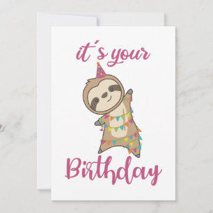 Invitation Heureux Anniversaire Vous Souhaite Sloth mignonne
