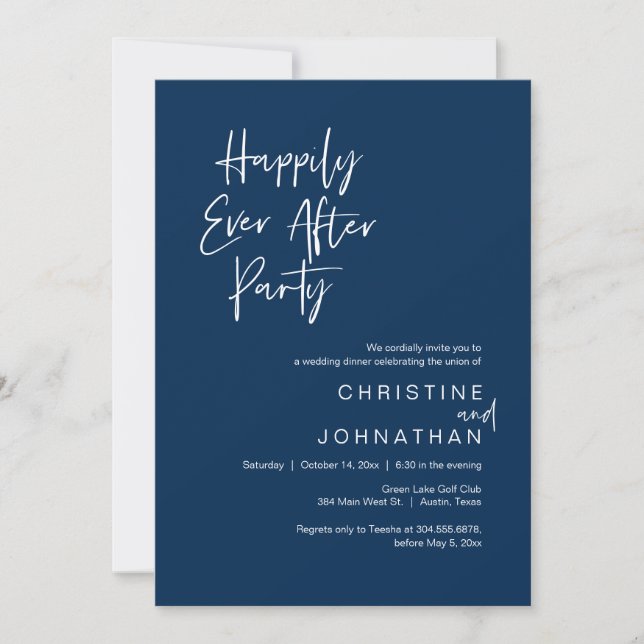 Invitation Heureux Après La Fête, Dîner Mariage Danser (Devant)