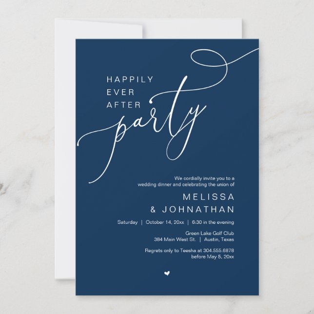 Invitation Heureux Après La Fête, Dîner Mariage Danser (Devant)