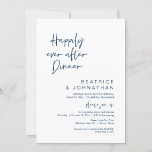 Invitation Heureux Après Le Dîner, Elopement, Bleu Marine